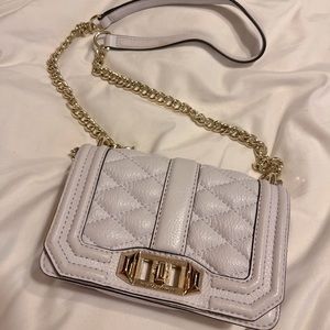 Rebecca Minkoff Chevron Quilted Mini Love Shoulder Bag White Leather